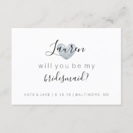 Word mijn Bridesmaid - Heart's Fab Silver Kaart