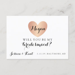 Word mijn Bridesmaid - Roos Gold Heart's glam Kaart