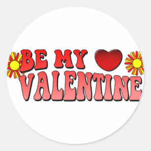 Word mijn Valentijn  Groovy-tekst Ronde Sticker