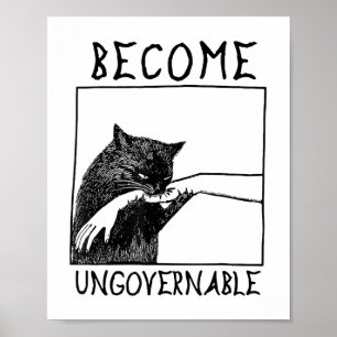 Word Onbestuurbaar - Zwarte Kat Bijt Hand Grappig Poster