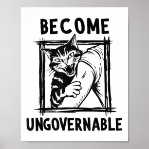 Word Onbestuurbaar - Zwarte Kat Bijt Hand Grappig Poster