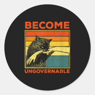 Word Onbestuurbaar - Zwarte Kat Bijt Hand Grappig Ronde Sticker