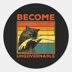 Word Onbestuurbaar - Zwarte Kat Bijt Hand Grappig Ronde Sticker