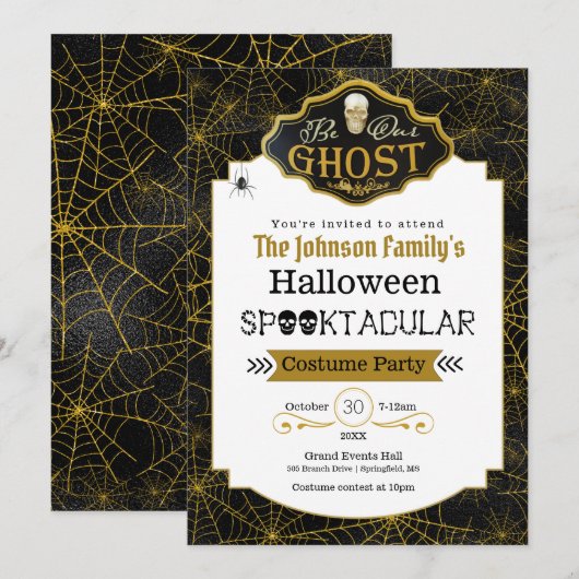 Word onze uitnodiging voor Ghost Black & Gold Cost (Voorkant / Achterkant)