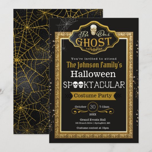 Word onze uitnodiging voor Ghost Black & Gold Cost (Voorkant / Achterkant)