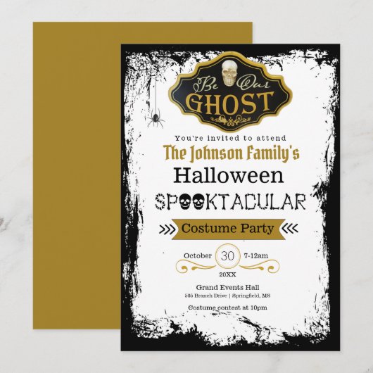 Word onze uitnodiging voor Ghost Black & Gold Cost (Voorkant / Achterkant)