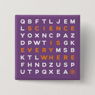 Word Puzzle Pin - Science is overal Vierkante Button 5,1 Cm