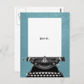 "Word."  schrijfmachine Turquoise Briefkaart (Voorkant / Achterkant)
