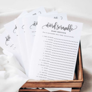 Word Scramble Baby Edition Paper Game Kaart
