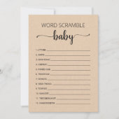 Word Scramble Baby Jeu Baby shower partie Carte (Devant)