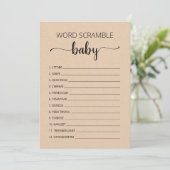 Word Scramble Baby Jeu Baby shower partie Carte (Debout devant)