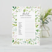 WORD-scramble bridal baby shower game Kaart (Staand voorkant)