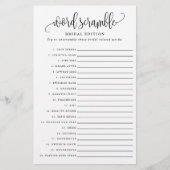 Word Scramble Bridal Edition Paper Game Kaart (Voorkant)