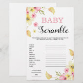 Word Scramble Floral Baby shower Game (Voorkant / Achterkant)