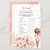 Word Scramble Game Boho Pampas Grass Ice crème (Voorkant / Achterkant)