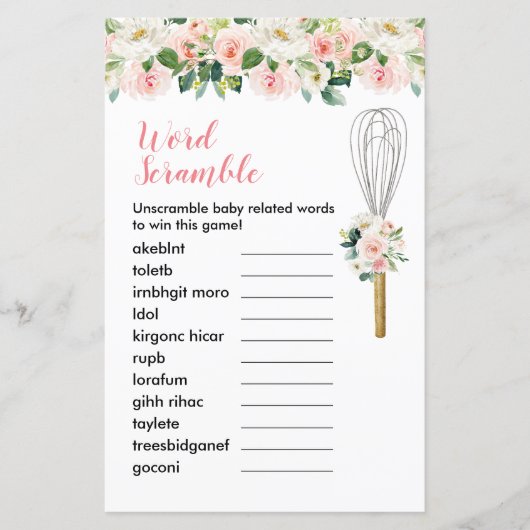 Word Scramble Game Pink Floral Snel gegrift (Voorkant)