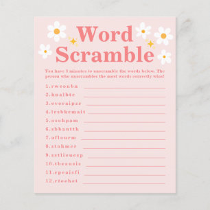 Word Scramble Game Roze Daisy Spring Baby shower