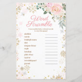 Word Scramble Game Winter Pink Floral Snowflakes (Voorkant)