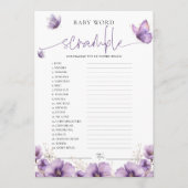 Word Scramble Paarse Vlinder Baby Game Kaart (Voorkant)