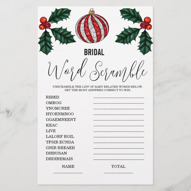 Word Scramble Vrijgezellenfeest Game (Voorkant)