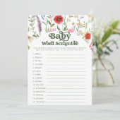Word Scramble Wildflower Baby shower Game Kaart (Staand voorkant)