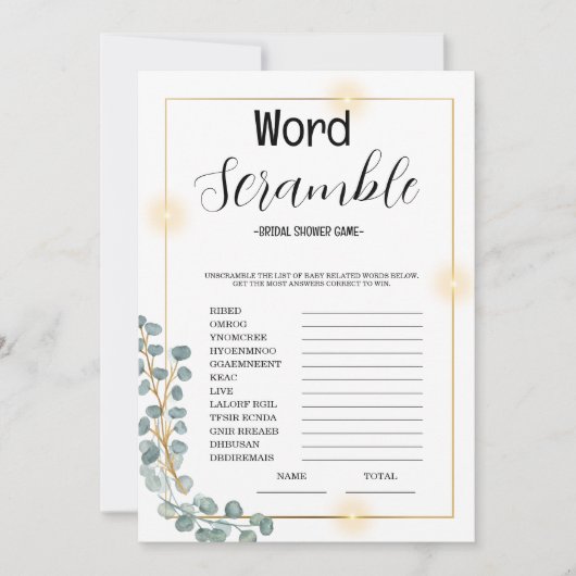 Word Scrumble-Vrijgezellenfeest Kaart (Voorkant)