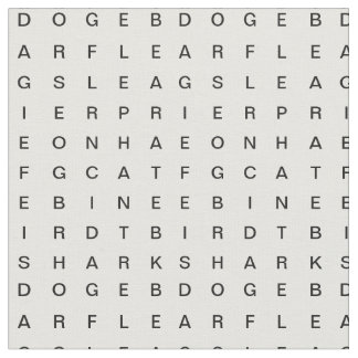 Word Search (Dieren) White Stof