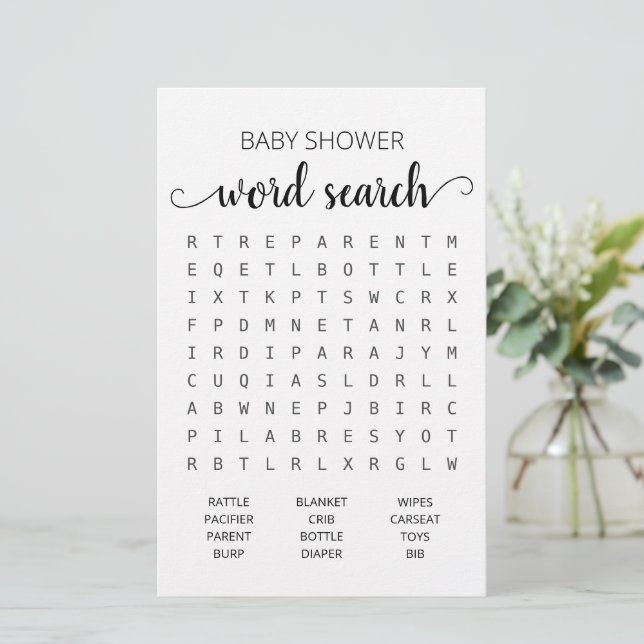 Word Search Game-Baby shower (Staand voorkant)