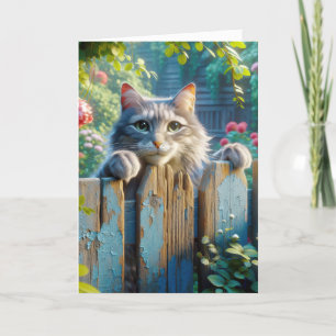Word snel gezond Cat on Fence Feestdagen Kaart