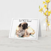 Word snel gezond Pug wenskaart Kaart (Gele Bloem)