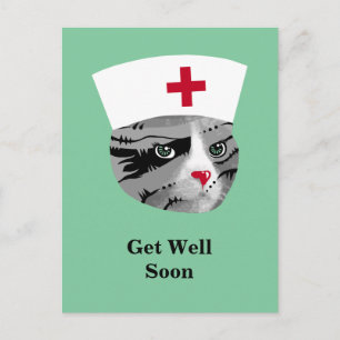 Word snel gezond Verpleegster Cat Briefkaart