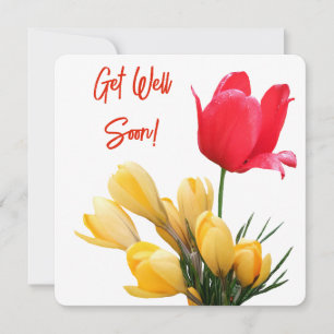 Word snel goed geel krokus rode tulp plezier feestdagenkaart