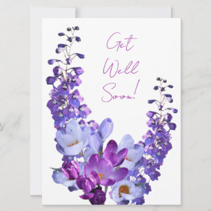 Word snel goed  paarse bloemen mooi plezier feestdagenkaart