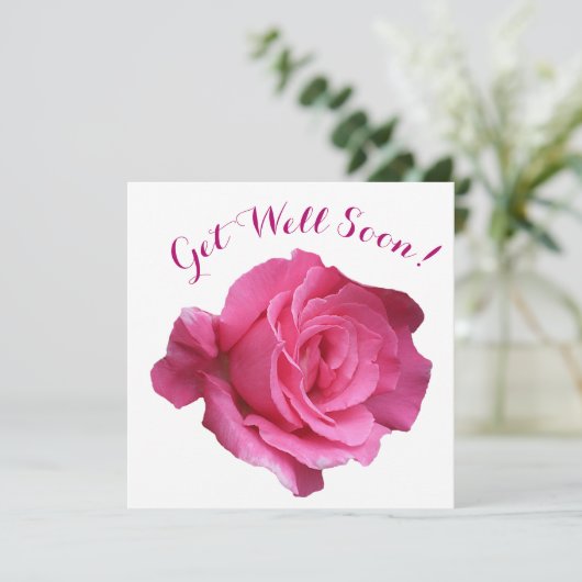 Word snel roze roos mooie bloemen feestdagenkaart (Staand voorkant)