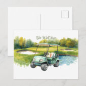 Word snel weer beter met Golf Cart op het grasveld Briefkaart (Voorkant / Achterkant)