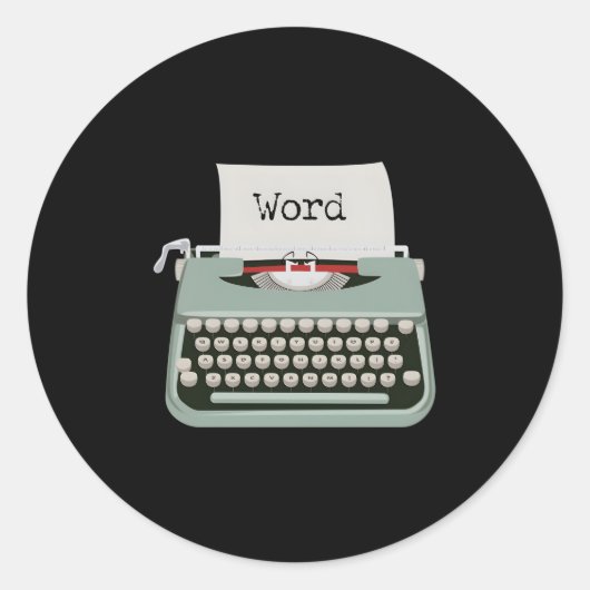 Word Typewriter Ronde Sticker (Voorkant)