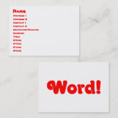 Word! Visitekaartje (Voorkant / Achterkant)
