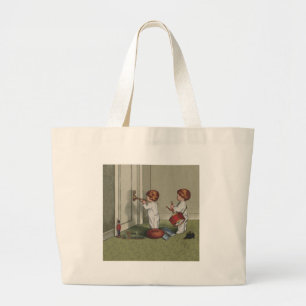 Word wakker met de kerstschattige illustratie van  grote tote bag