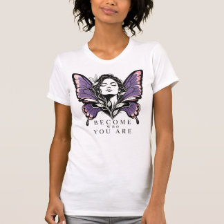 Word Wie Je Bent Vlinder Vrouw Bloemig T-shirt