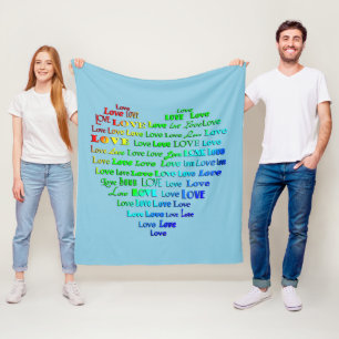 Word-wolk van liefdeshart in regenboogkleuren fleece deken