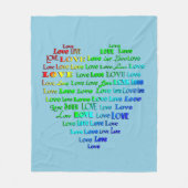 Word-wolk van liefdeshart in regenboogkleuren fleece deken (Voorkant)