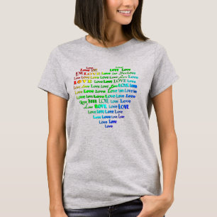Word-wolk van liefdeshart in regenboogkleuren T-Sh T-shirt