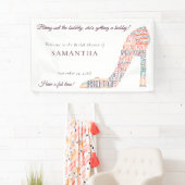 Wordart Schoen Naam Fun Paarse Vrijgezellenfeest Spandoek (Insitu)