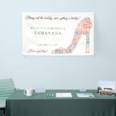 Wordart Schoen Naam Fun Paarse Vrijgezellenfeest Spandoek (Beurs)