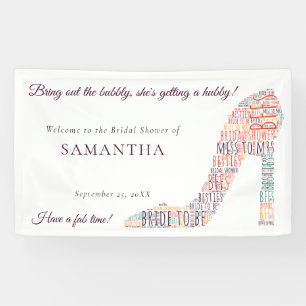 Wordart Schoen Naam Fun Paarse Vrijgezellenfeest Spandoek