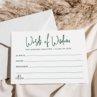 Words of Wisdom Green Graduation Notice Cartes