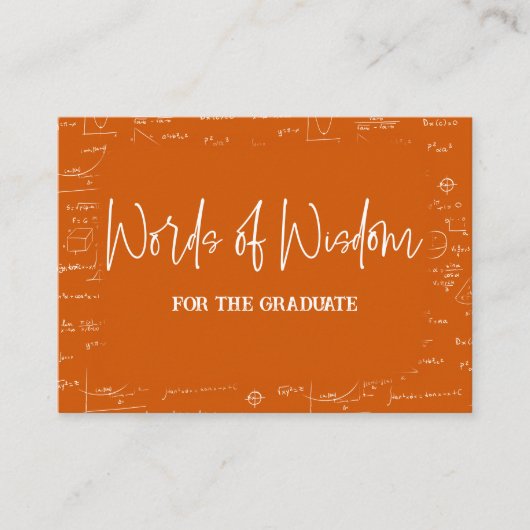 Words of Wisdom Orange Math Graduation Advice Informatiekaartje (Voorkant)