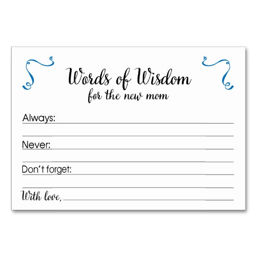 Words Wisdom Conseils Cartes Nouveau Baby shower M (Devant)