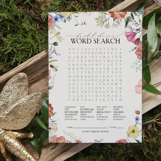 WordSearch Pressed Floral Vrijgezellenfeest Game