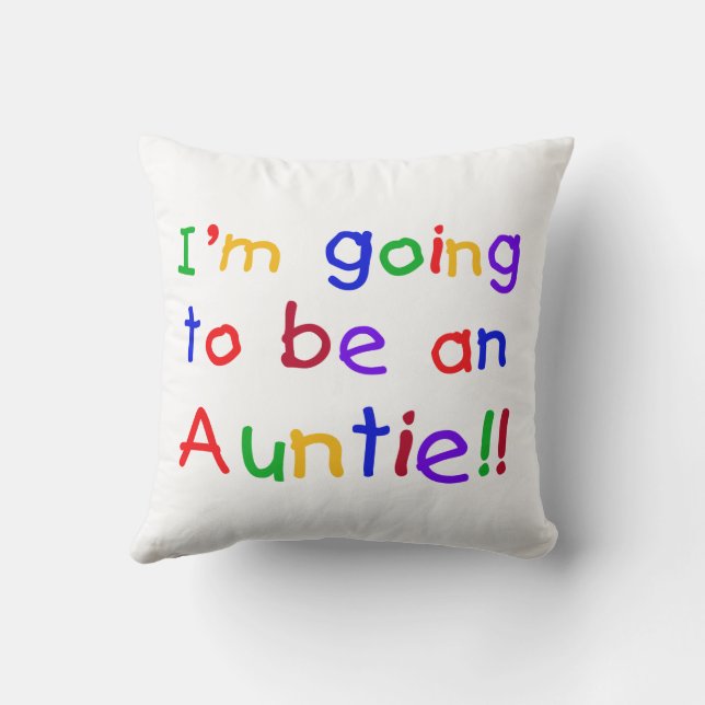 Wordt een tante Primary Colours Gifts Kussen (Achterkant)